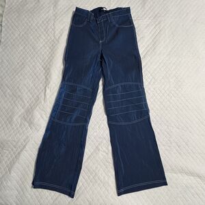 Anthropologie Sz 6 Silence & Noise Womens Reflective Blue Jogger Pants Wide Leg